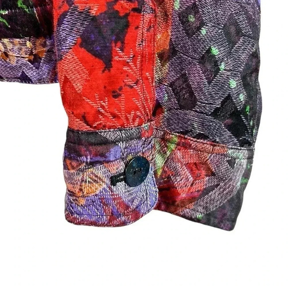 Chico , linen ,silk ,artsy jacket,blazer,cardigan size 2 . boxy,button,boho,EC - Picture 13 of 16